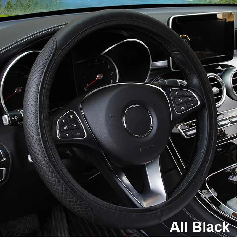 Universal Car Steering Wheel Cover Microfiber Leather Protection Cover anti Slip Breathable for 37-39Cm Steering Wheel Protector
